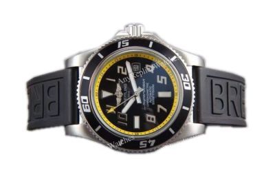 Replica Breitling Superocean Abyss Watch SS Black Yellow Inner Bezel Black Rubber